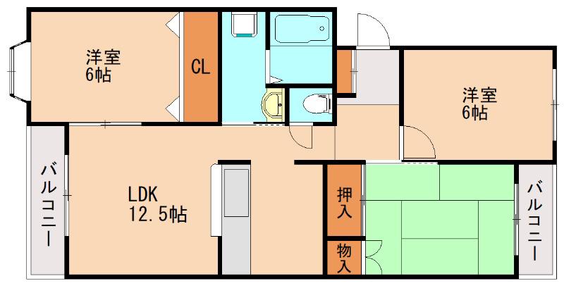 第5江藤ビル(3LDK/1階)の間取り写真