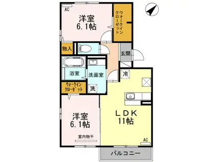 オッツファルコン 205(2LDK/2階)の間取り写真