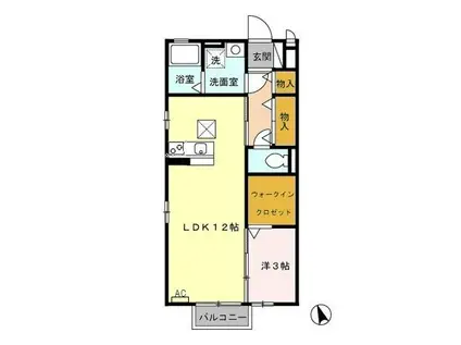 サンフィールド天神(1LDK/1階)の間取り写真