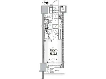 メイクス新中野アジールコート(1K/4階)の間取り写真