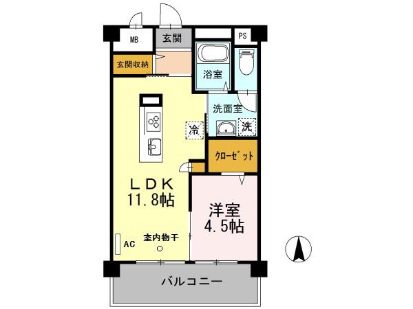 ＪＲ長崎本線 鍋島駅 徒歩29分 7階建 築11年(1LDK/6階)の間取り写真