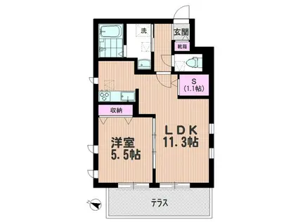 CLAIR BLANC(1LDK/1階)の間取り写真