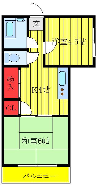 木村マンション(2K/4階)の間取り写真