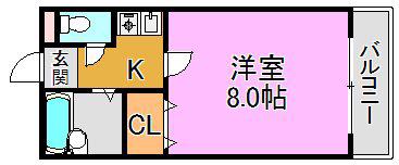サンライフ長田(1K/4階)の間取り写真