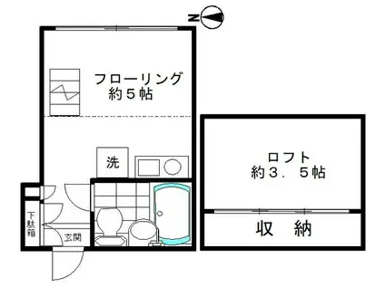 メゾンT1(ワンルーム/2階)の間取り写真