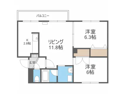 グリーンパーク真駒内(2LDK/3階)の間取り写真
