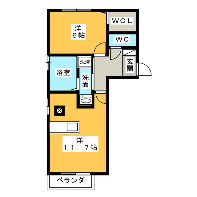 MAISON・DE・CHANCE(1LDK/2階)の間取り写真