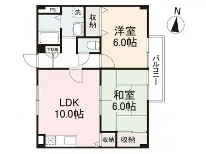 フォブール屋島東(2LDK/2階)の間取り写真
