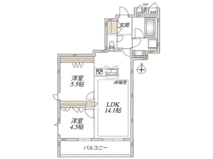成増3丁目メゾン(2LDK/3階)の間取り写真