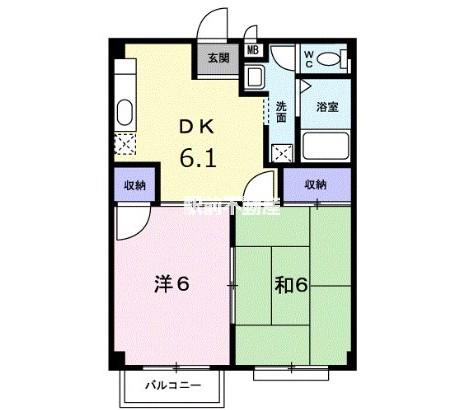 リベルテ吉田(2DK/2階)の間取り写真