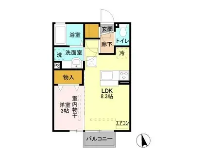 カーサ ミニーノ(1LDK/1階)の間取り写真