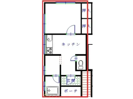 コーポ若葉(1DK/1階)の間取り写真