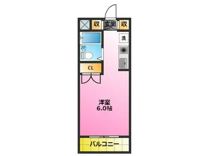 サカエフラット元住吉(ワンルーム/4階)の間取り写真