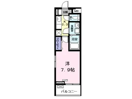 プリムール栄生(1K/2階)の間取り写真