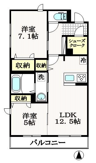 グレイスソシア(2LDK/3階)の間取り写真