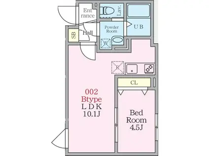 HJクラウンII(1LDK/2階)の間取り写真