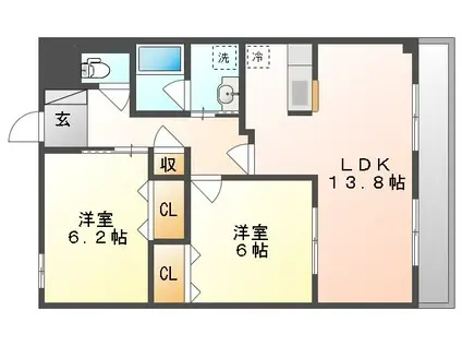 AZA才ノ免(2LDK/2階)の間取り写真