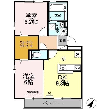 ランド アクシス高井(2DK/2階)の間取り写真