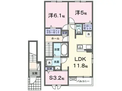 ラポール(2SLDK/2階)の間取り写真