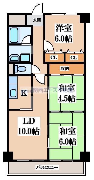 タウンコート咲久良(3LDK/1階)の間取り写真