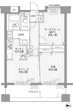 リベルタ港北(1SDK/2階)の間取り写真