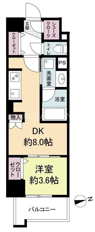 ウェルブライト博多ステーション(1DK/6階)の間取り写真