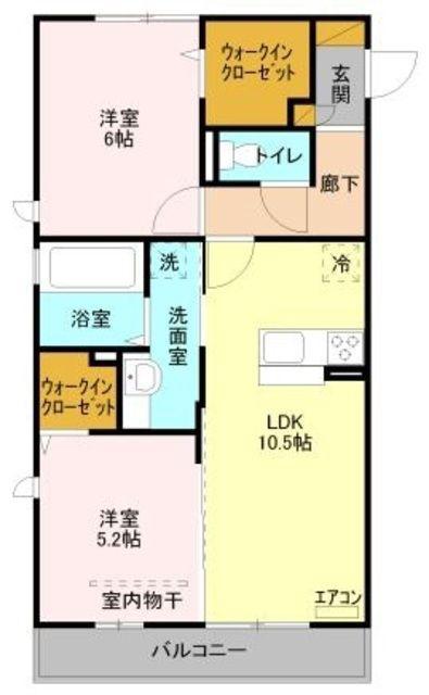 イルソーレ吉川美南 ロッソ(2LDK/1階)の間取り写真