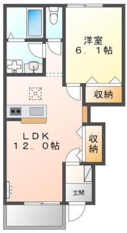カネイコート日開野II(1LDK/1階)の間取り写真