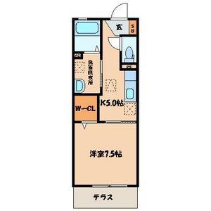 クラヴィエ西宮市(1K/1階)の間取り写真