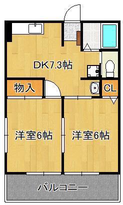 福恵レジス(2DK/1階)の間取り写真