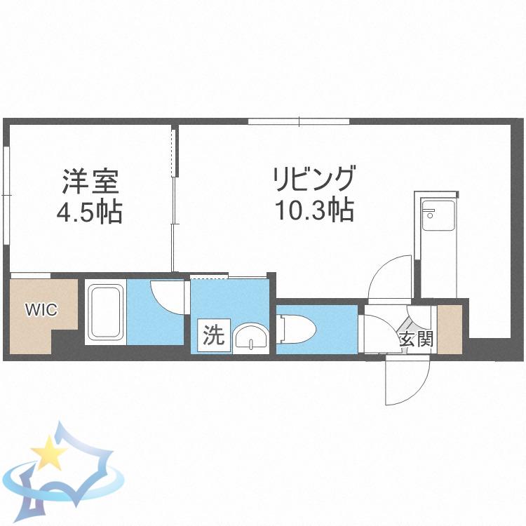 GENTRY VIANA琴似(1LDK/4階)の間取り写真