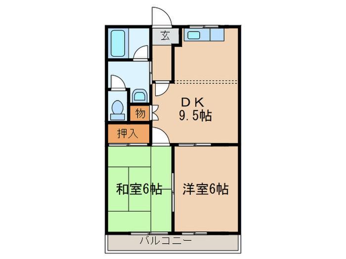 メゾンブランシュ(2DK/2階)の間取り写真
