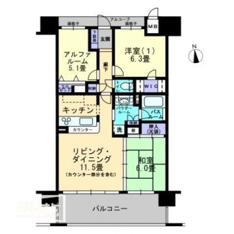 アルファステイツ高松駅前(2SLDK/14階)の間取り写真