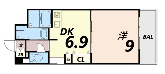 プロヴァンス(1DK/2階)の間取り写真