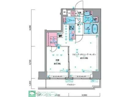 ジェノヴィア南千住IIスカイガーデン(1LDK/11階)の間取り写真
