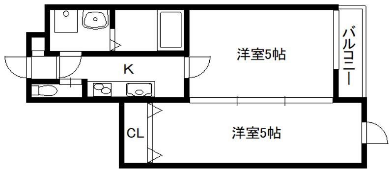 ベレーザ西陣II(2K/1階)の間取り写真