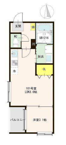ARUCA RAUM(1LDK/1階)の間取り写真
