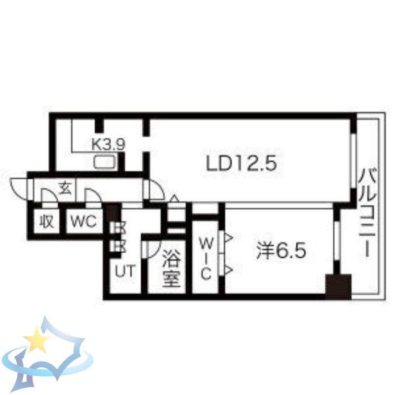 デュオヒルズ札幌MID(1LDK/8階)の間取り写真