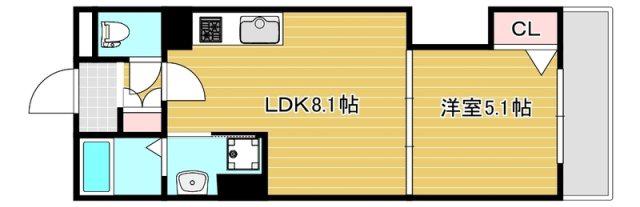 セレニティ豊川A棟(1LDK/2階)の間取り写真