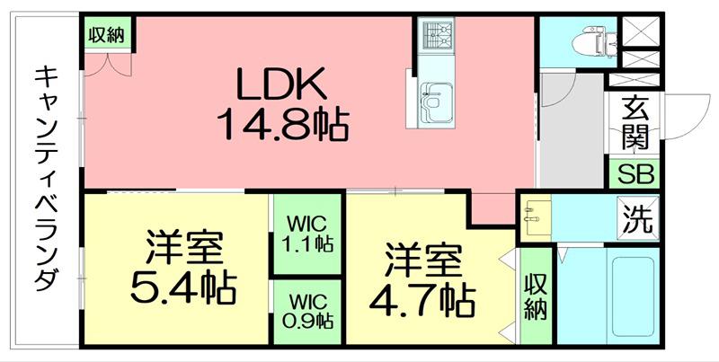 ソフィア本厚木(2LDK/3階)の間取り写真