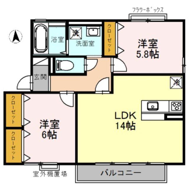 WOHNUNG(2LDK/2階)の間取り写真
