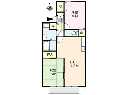 プロムナード野中(2LDK/1階)の間取り写真