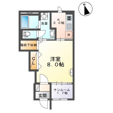 カナロアV(1K/1階)の間取り写真