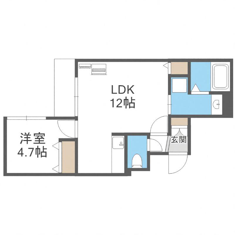 AMBITION NAKAJIMA PARKアンビションナカジマパー(1LDK/4階)の間取り写真