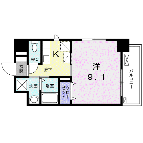 カーサ プリンセス(1K/4階)の間取り写真