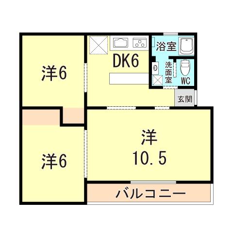 明舞十三団地50号棟(3DK/2階)の間取り写真