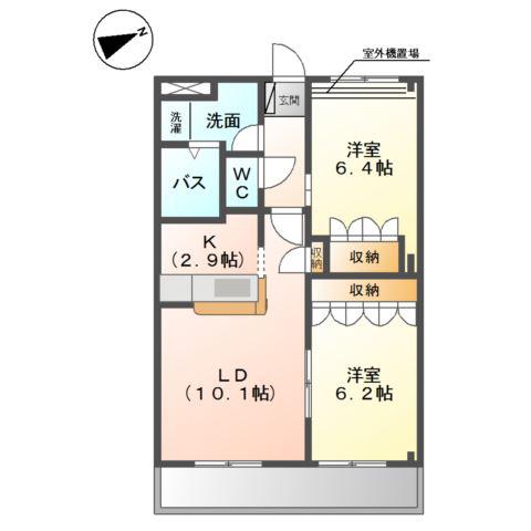 ラフレシア(2LDK/2階)の間取り写真