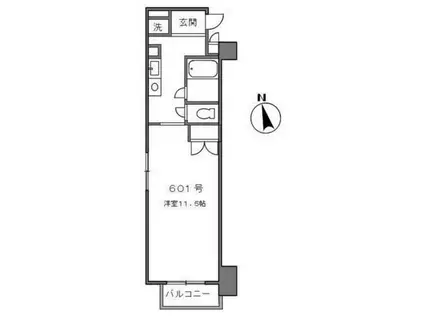 K&M広尾(1K/6階)の間取り写真