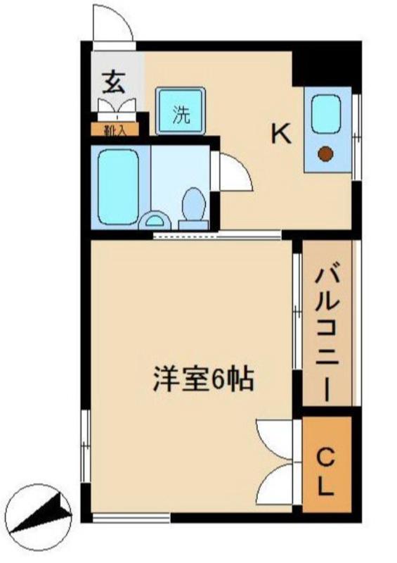 リベラルⅡ(1K/1階)の間取り写真