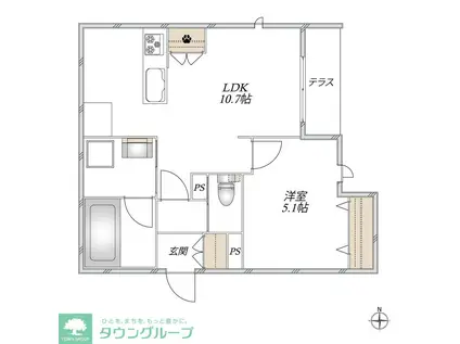 AL SOLE(1LDK/1階)の間取り写真